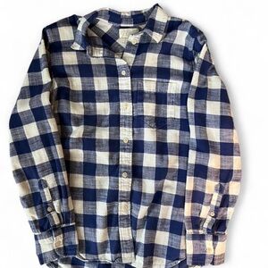 J.Crew Blue and White Plaid Button-Up Shirt
